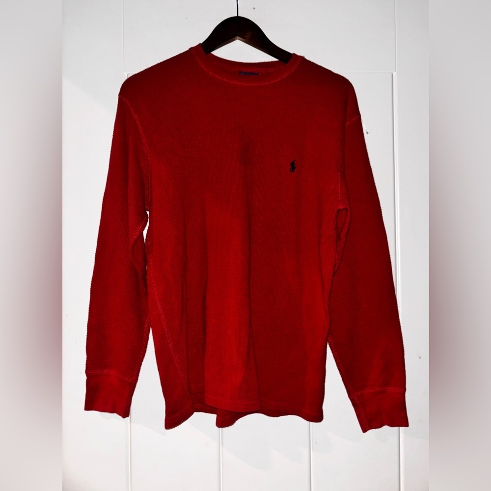 Ralph Lauren Polo Cotton Thermal Red Sleep Long Sleeves Shirt Pullover Men M